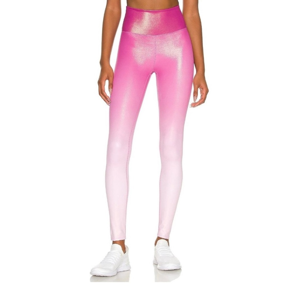 BNWOT BEACH RIOT Glitter Piper Legging PINK Glitter Ombre Women's Size Medium